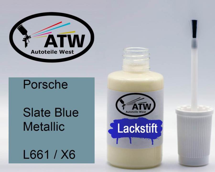 Porsche, Slate Blue Metallic, L661 / X6: 20ml Lackstift, von ATW Autoteile West.